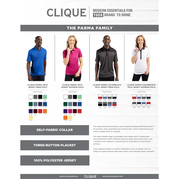 Clique Parma Tech Jersey Mens Polo - Clique Parma Tech Jersey Mens Polo - Image 11 of 77