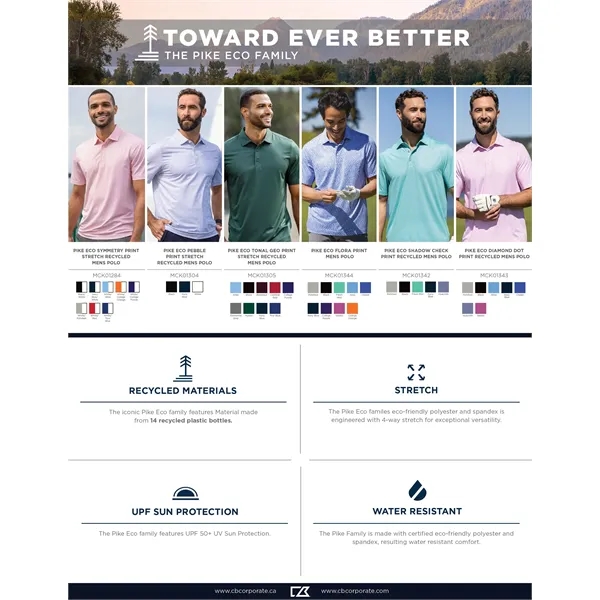 Cutter & Buck Pike Eco Diamond Dot Print Recycled Mens Polo - Cutter & Buck Pike Eco Diamond Dot Print Recycled Mens Polo - Image 15 of 44