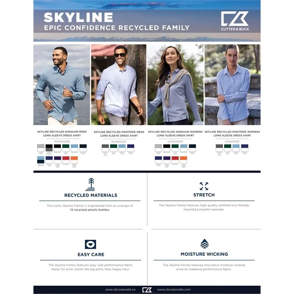 Cutter & Buck Skyline Epic Confidence Recycled Gingham Wo... - Cutter & Buck Skyline Epic Confidence Recycled Gingham Wo... - Image 22 of 61