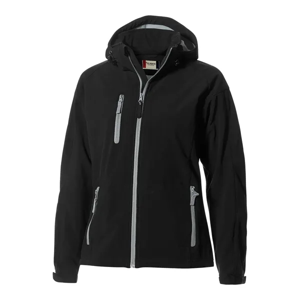 Clique Serac Stretch Softshell Hooded Full Zip Womens Jacket - Clique Serac Stretch Softshell Hooded Full Zip Womens Jacket - Image 1 of 10