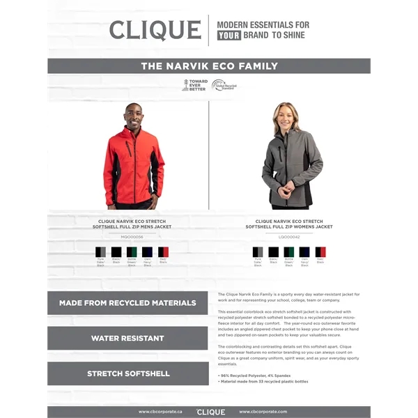 Clique Narvik Eco Stretch Softshell Full Zip Womens Jacket - Clique Narvik Eco Stretch Softshell Full Zip Womens Jacket - Image 5 of 15