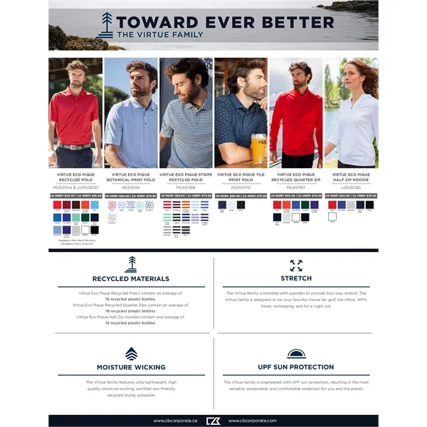 Cutter & Buck Virtue Eco Pique Recycled Mens Polo - Cutter & Buck Virtue Eco Pique Recycled Mens Polo - Image 97 of 121