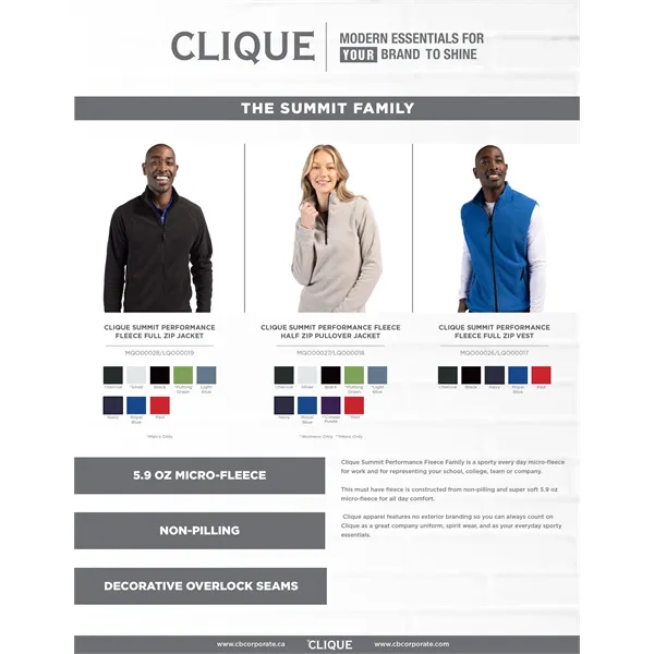 Clique Summit Performance Fleece Full Zip Mens Vest - Clique Summit Performance Fleece Full Zip Mens Vest - Image 4 of 17