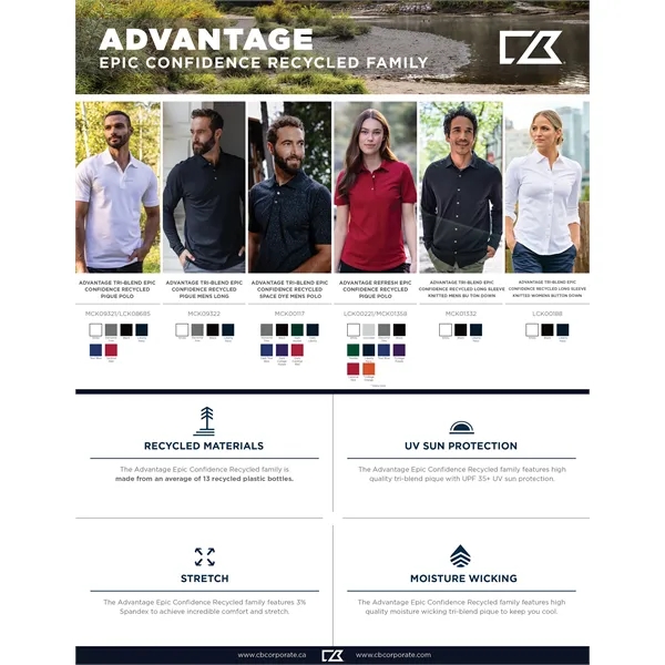 Cutter & Buck Advantage Eco Tri-Blend Pique Mens Polo - Cutter & Buck Advantage Eco Tri-Blend Pique Mens Polo - Image 14 of 117