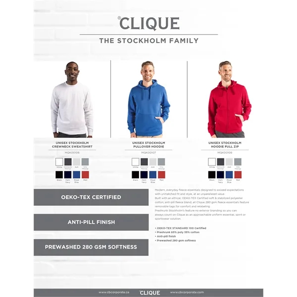 Clique Stockholm Unisex Full Zip Hoodie - Clique Stockholm Unisex Full Zip Hoodie - Image 19 of 85