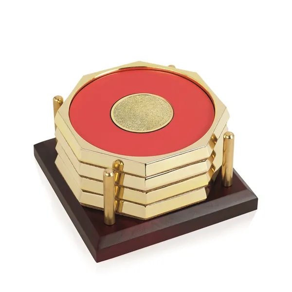 JAFFA® Four Octagon Coasters with Solid Cherry Tray