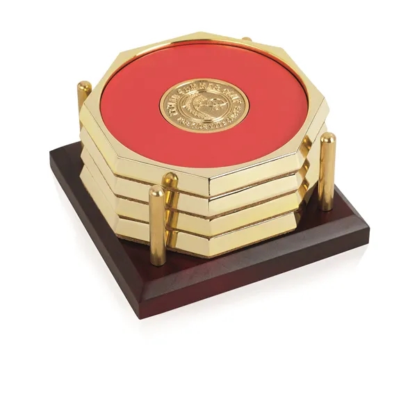 JAFFA® Four Octagon Coasters with Solid Cherry Tray