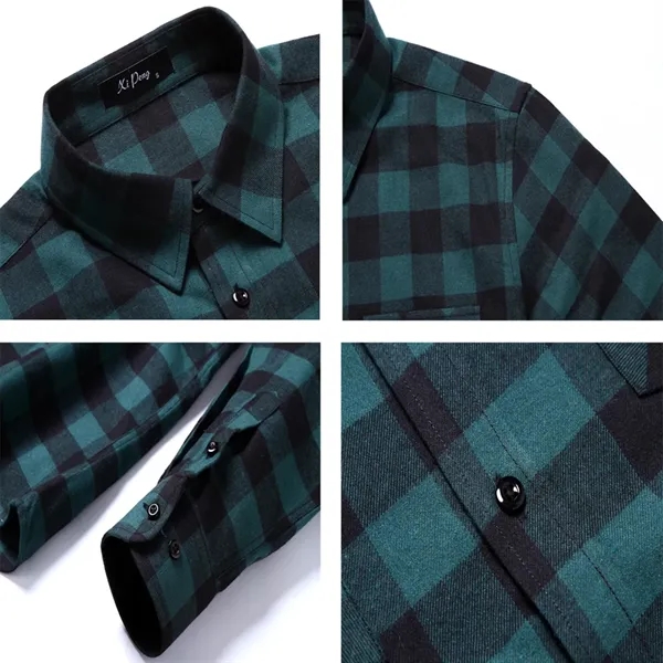 Gentle Men's Plaid Cotton Long Sleeve Button Down Gingham Sh - Gentle Men's Plaid Cotton Long Sleeve Button Down Gingham Sh - Image 1 of 5