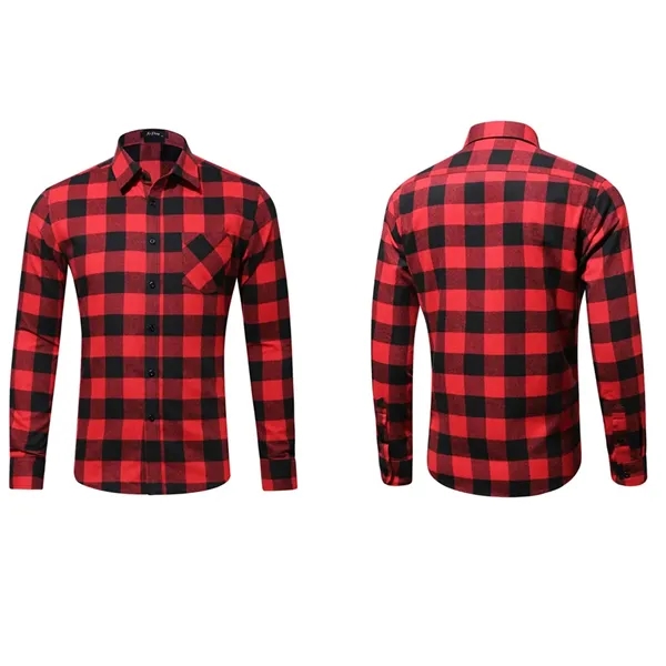 Gentle Men's Plaid Cotton Long Sleeve Button Down Gingham Sh - Gentle Men's Plaid Cotton Long Sleeve Button Down Gingham Sh - Image 2 of 5