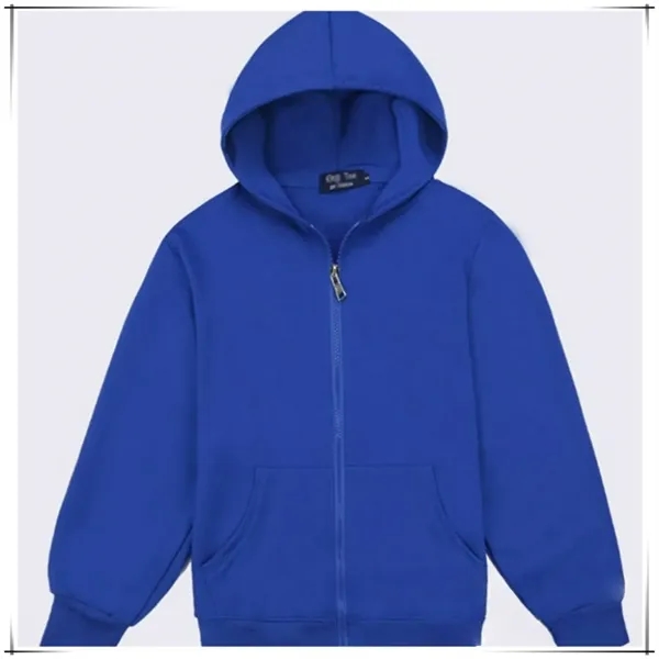 Cotton Polyester Full Zip Sweater Jersey Hoodie Pullover - Cotton Polyester Full Zip Sweater Jersey Hoodie Pullover - Image 3 of 8