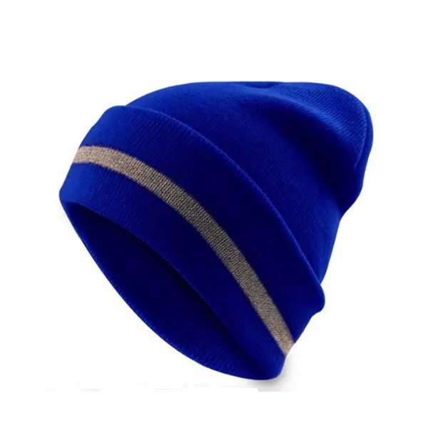 Hi-Vis Safety Beanie with Reflective Stripe - Hi-Vis Safety Beanie with Reflective Stripe - Image 1 of 3