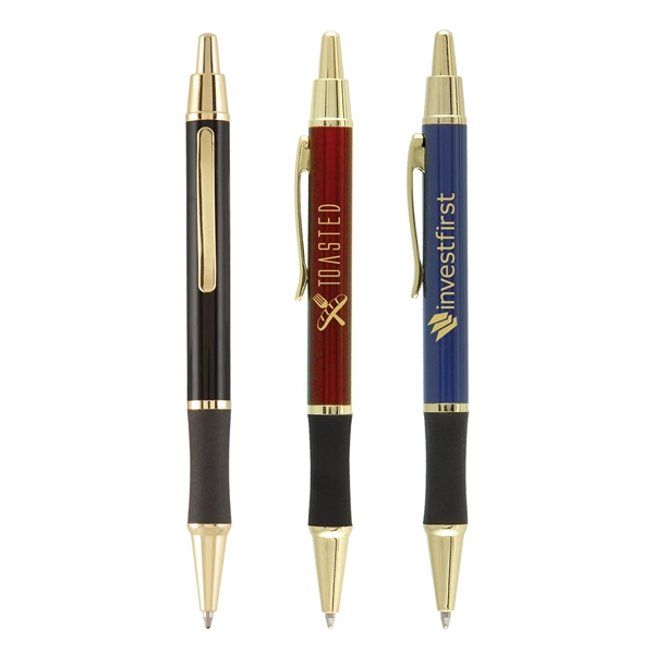 Matrix Grip Metal Pen w/ Gold Top & Accents