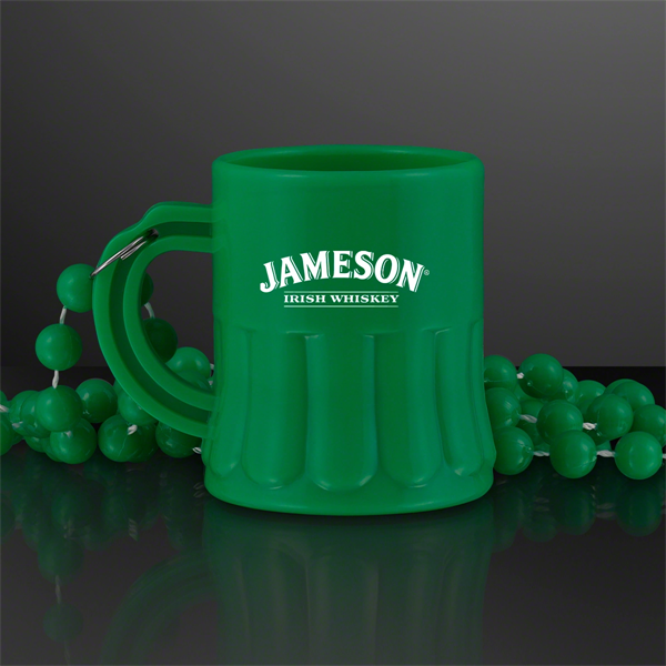 1 oz. Green Mug Shot Glass on Bead Necklace - 1 oz. Green Mug Shot Glass on Bead Necklace - Image 0 of 1