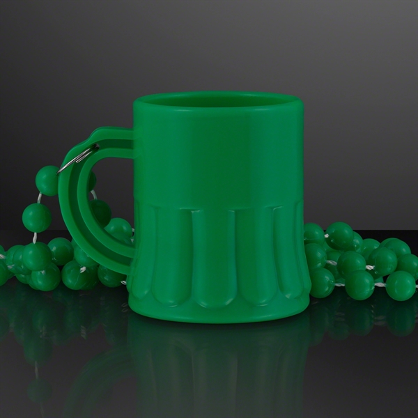 1 oz. Green Mug Shot Glass on Bead Necklace - 1 oz. Green Mug Shot Glass on Bead Necklace - Image 1 of 1