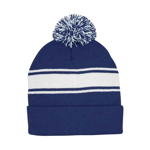 Custom Striped Pom Beanie