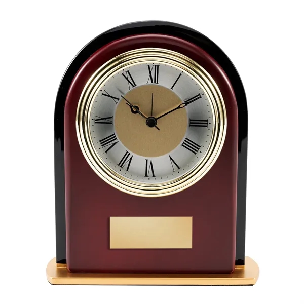 Rosewood and Black Glass Arch Clock - Rosewood and Black Glass Arch Clock - Image 3 of 3