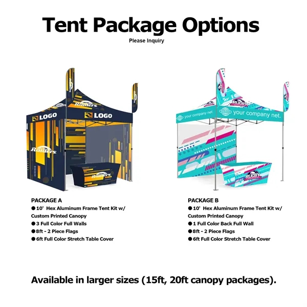 10'Custom Canopy Tent+3 Walls+8ft Flags+6ft Table Cover - 10'Custom Canopy Tent+3 Walls+8ft Flags+6ft Table Cover - Image 1 of 5