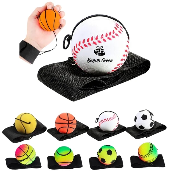 Wrist Return Rubber Sport Ball with Strap - Wrist Return Rubber Sport Ball with Strap - Image 0 of 4