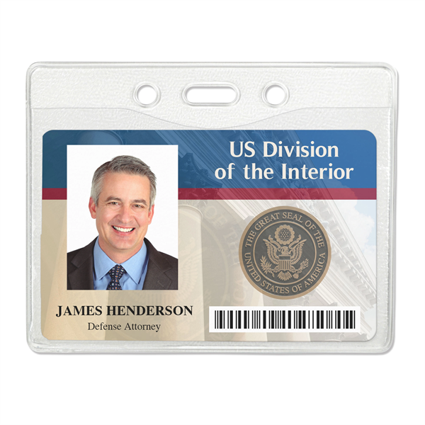 Horizontal Oversize Vinyl Badge Holder w/ Slot & Chain Holes - Horizontal Oversize Vinyl Badge Holder w/ Slot & Chain Holes - Image 0 of 1