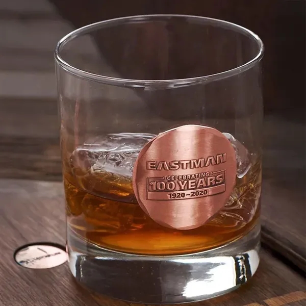 Round Rocks Glass with Metal Medallion - Round Rocks Glass with Metal Medallion - Image 1 of 3