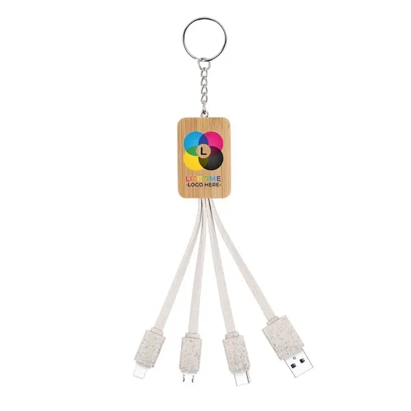Bamboo 3-in-1 Charging Cables Keychain - Bamboo 3-in-1 Charging Cables Keychain - Image 0 of 3