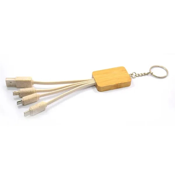 Bamboo 3-in-1 Charging Cables Keychain - Bamboo 3-in-1 Charging Cables Keychain - Image 1 of 3