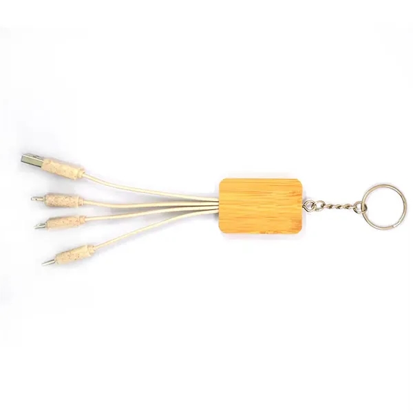 Bamboo 3-in-1 Charging Cables Keychain - Bamboo 3-in-1 Charging Cables Keychain - Image 2 of 3