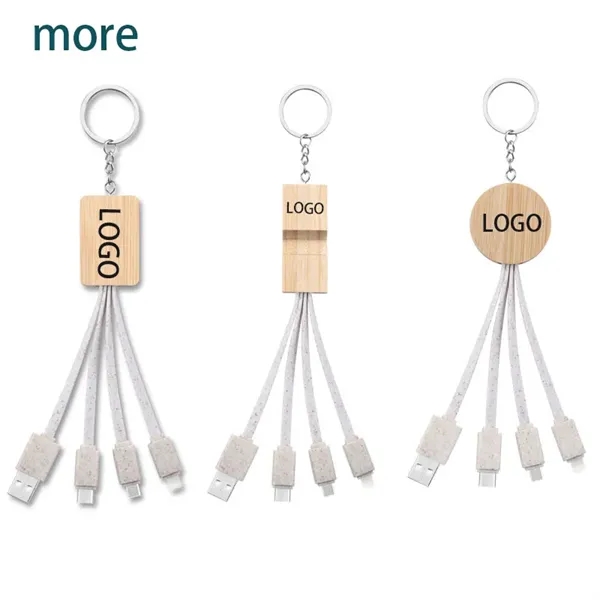 Bamboo 3-in-1 Charging Cables Keychain - Bamboo 3-in-1 Charging Cables Keychain - Image 3 of 3