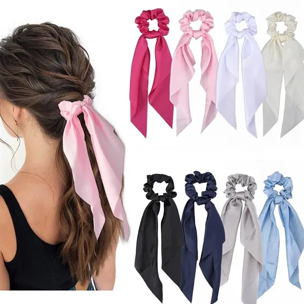 Hair Scarf Scrunchies Satin Ties Ribbon Ponytail Holders - Hair Scarf Scrunchies Satin Ties Ribbon Ponytail Holders - Image 0 of 3