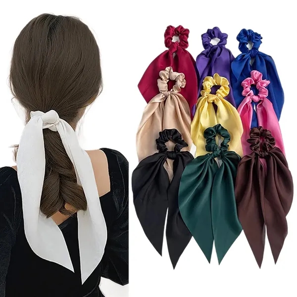 Hair Scarf Scrunchies Satin Ties Ribbon Ponytail Holders - Hair Scarf Scrunchies Satin Ties Ribbon Ponytail Holders - Image 1 of 3
