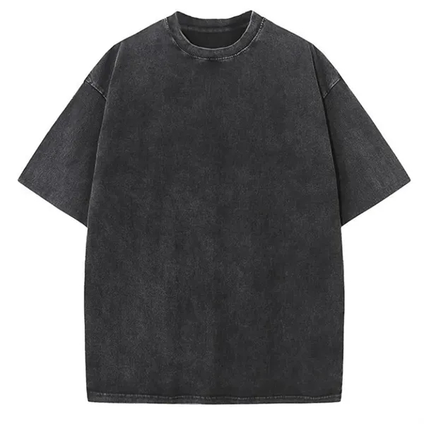 Washed Cotton T-Shirts Oversized Unisex Short Sleeves - Washed Cotton T-Shirts Oversized Unisex Short Sleeves - Image 3 of 3