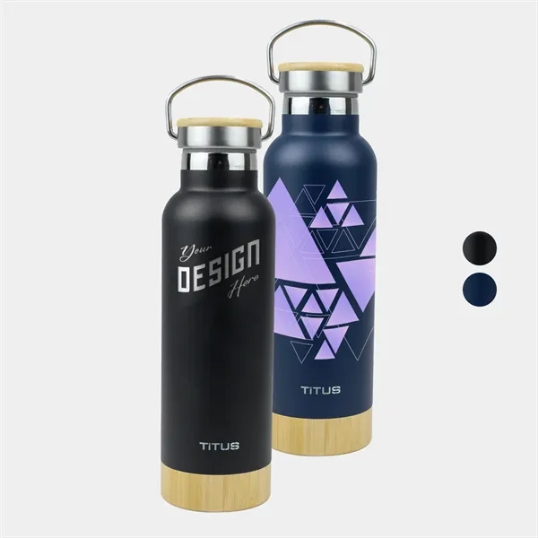 17oz TiTUS® Stainless Steel Insulated Wood Base Water Bottle - 17oz TiTUS® Stainless Steel Insulated Wood Base Water Bottle - Image 0 of 3