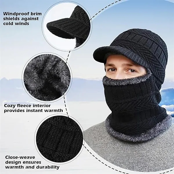 Unisex Winter Knitted Balaclava Beanie Hat - Unisex Winter Knitted Balaclava Beanie Hat - Image 2 of 5