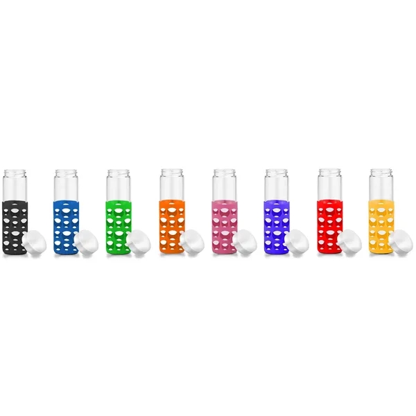 20 oz Silicone Round Cutouts Glass Bottle - 20 oz Silicone Round Cutouts Glass Bottle - Image 13 of 14