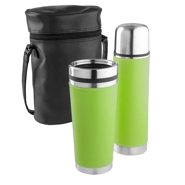 Leatherette Tumbler/ Vacuum Bottle Set - Leatherette Tumbler/ Vacuum Bottle Set - Image 1 of 7