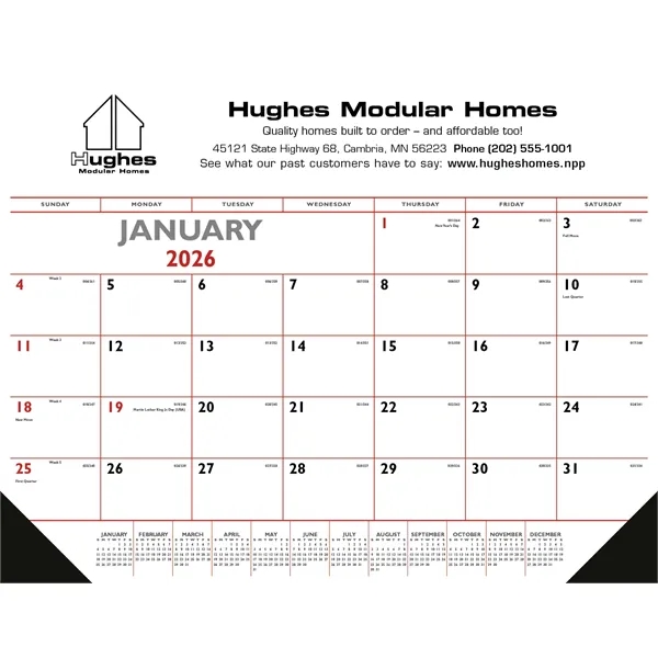 Triumph® Calendars Red & Black Desk Pad with Vinyl Corners - Triumph® Calendars Red & Black Desk Pad with Vinyl Corners - Image 3 of 5