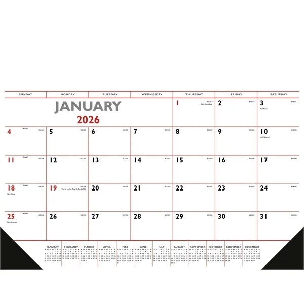 Triumph® Calendars Red & Black Desk Pad with Vinyl Corners - Triumph® Calendars Red & Black Desk Pad with Vinyl Corners - Image 5 of 5