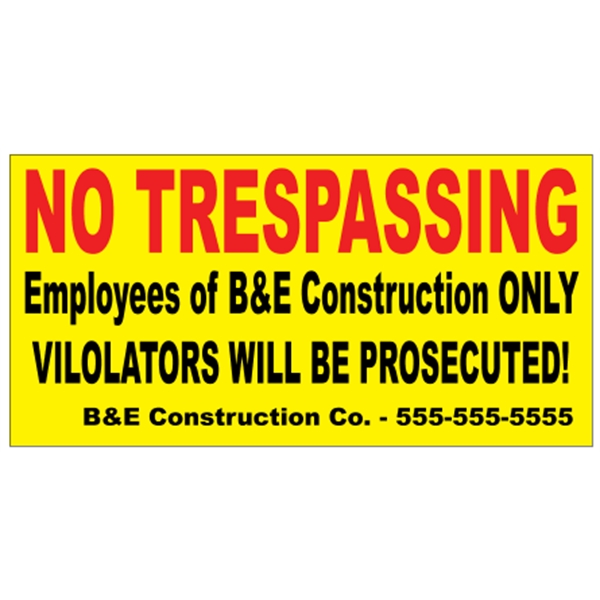 6" x 3" .055" Polyethylene Sign