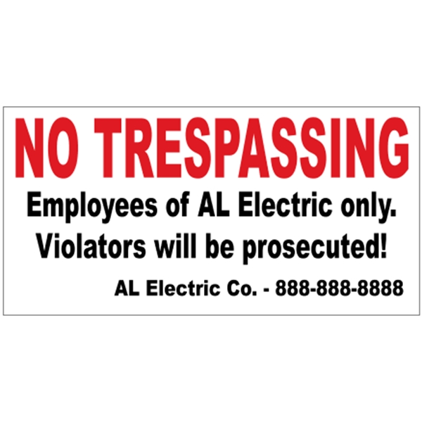 6" x 3" .055" Polyethylene Sign