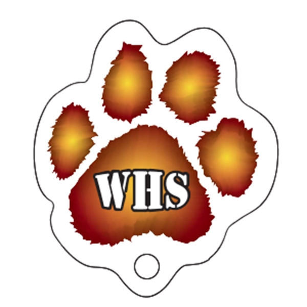 2.125" x 1.875" Paw Print 4CP Mini Key Tag