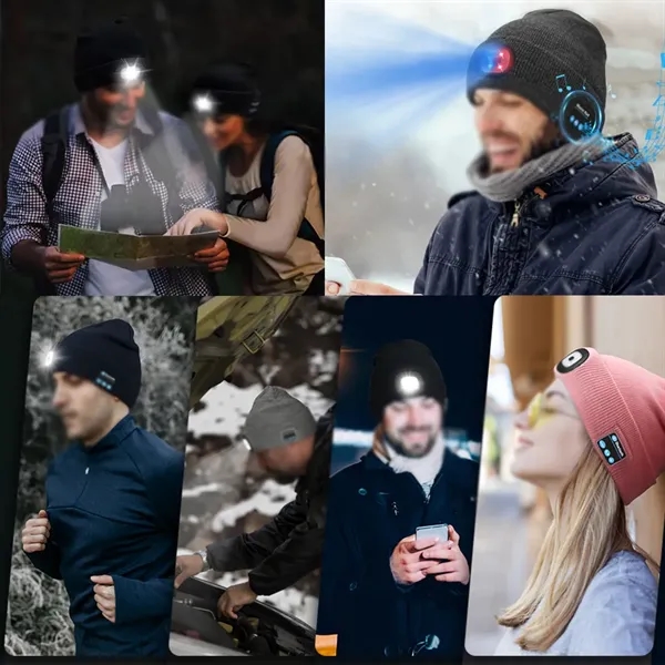 Wireless Winter Warm Knitted Beanie Hat with LED Light - Wireless Winter Warm Knitted Beanie Hat with LED Light - Image 2 of 2