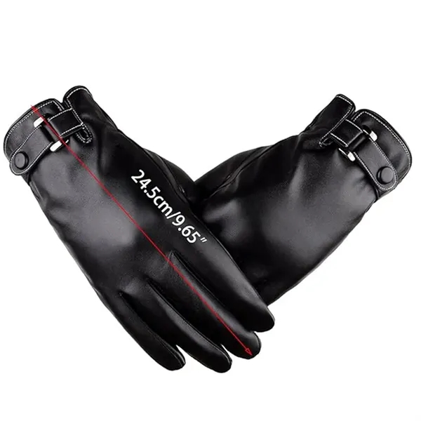 PU Leather Outdoor Plus Thick Velvet Touch Screen Gloves - PU Leather Outdoor Plus Thick Velvet Touch Screen Gloves - Image 1 of 3