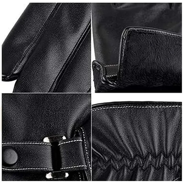 PU Leather Outdoor Plus Thick Velvet Touch Screen Gloves - PU Leather Outdoor Plus Thick Velvet Touch Screen Gloves - Image 2 of 3