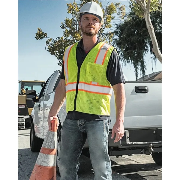 Kishigo Unisex Economy Contrasting Vest with Zippered Front - Kishigo Unisex Economy Contrasting Vest with Zippered Front - Image 0 of 6