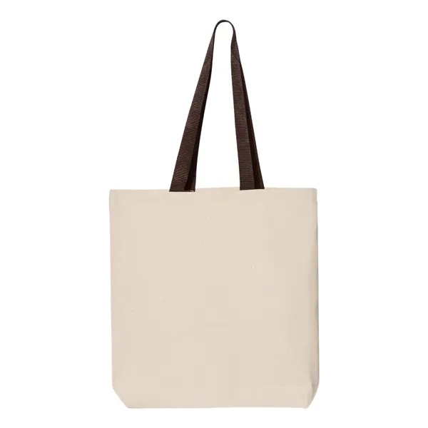 Q-Tees 11L Canvas Tote with Contrast-Color Handles - Q-Tees 11L Canvas Tote with Contrast-Color Handles - Image 4 of 20