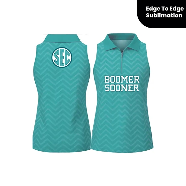 Women's Sleeveless Sublimated Polo Shirt with Zipper - Women's Sleeveless Sublimated Polo Shirt with Zipper - Image 0 of 1