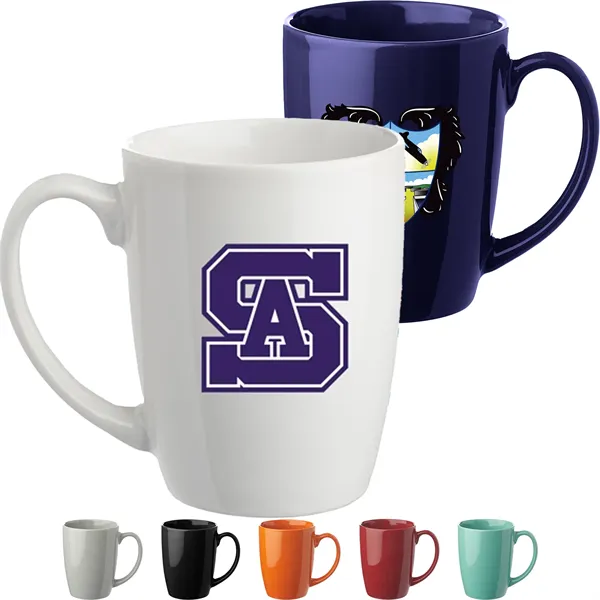 12 Oz Glossy Ceramic Mugs Curved Grip - 12 Oz Glossy Ceramic Mugs Curved Grip - Image 0 of 9