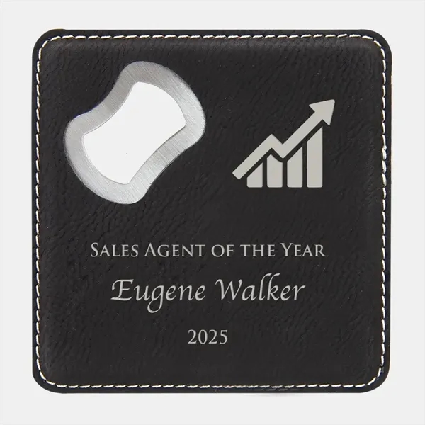 Leatherette Coaster with Bottle Opener