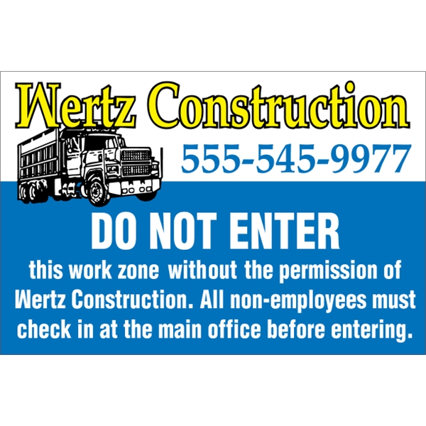 12" x 8" .055" Polyethylene Sign