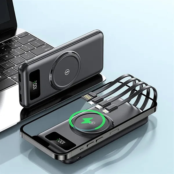 10000 Mah Power Bank W/ 4 Built-in Cable & Wireless Charger - 10000 Mah Power Bank W/ 4 Built-in Cable & Wireless Charger - Image 3 of 6